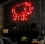 Rhino Neon Sign - Custom Animal Wall Art Safari Themed LED Light Unique Rhino Neon Decor for Home Bar or Kids Room