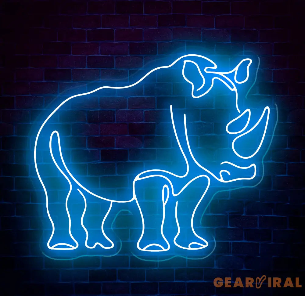Rhino Neon Sign - Custom Animal Wall Art Safari Themed LED Light Unique Rhino Neon Decor for Home Bar or Kids Room