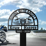Riding with Angels Personalized Memorial Stake - Motorcycle with Wings Grave Marker - Rider Memorial Gift - Loss of Biker | GearViral