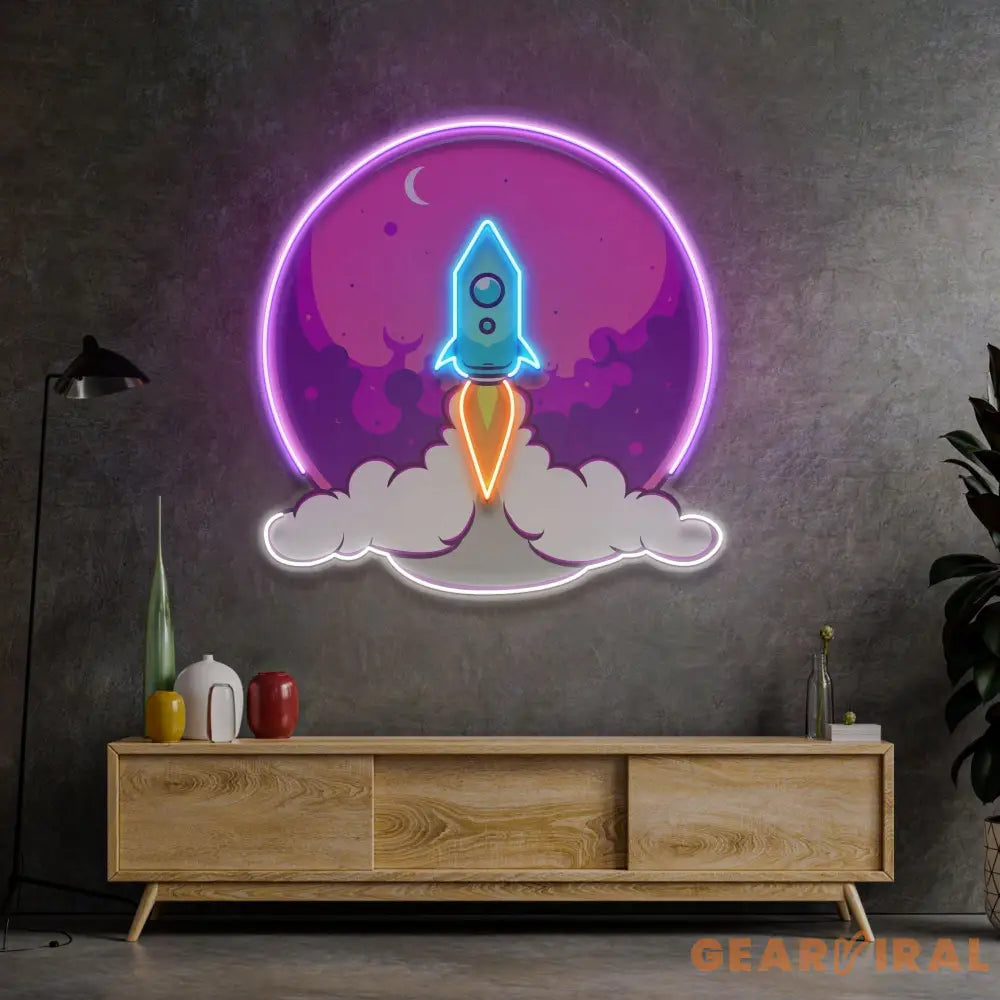 Rocket Launch LED Neon Sign Light Pop Art