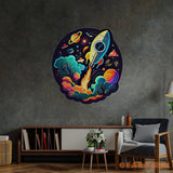 Rocket Launching Universe LED Neon Sign Light Pop Art