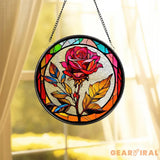 Rose Flower Suncatcher Window Hanging Sun Catcher Wall Art Indoor Decor Rose Ornament Mother’s Day Gift Flower Lover