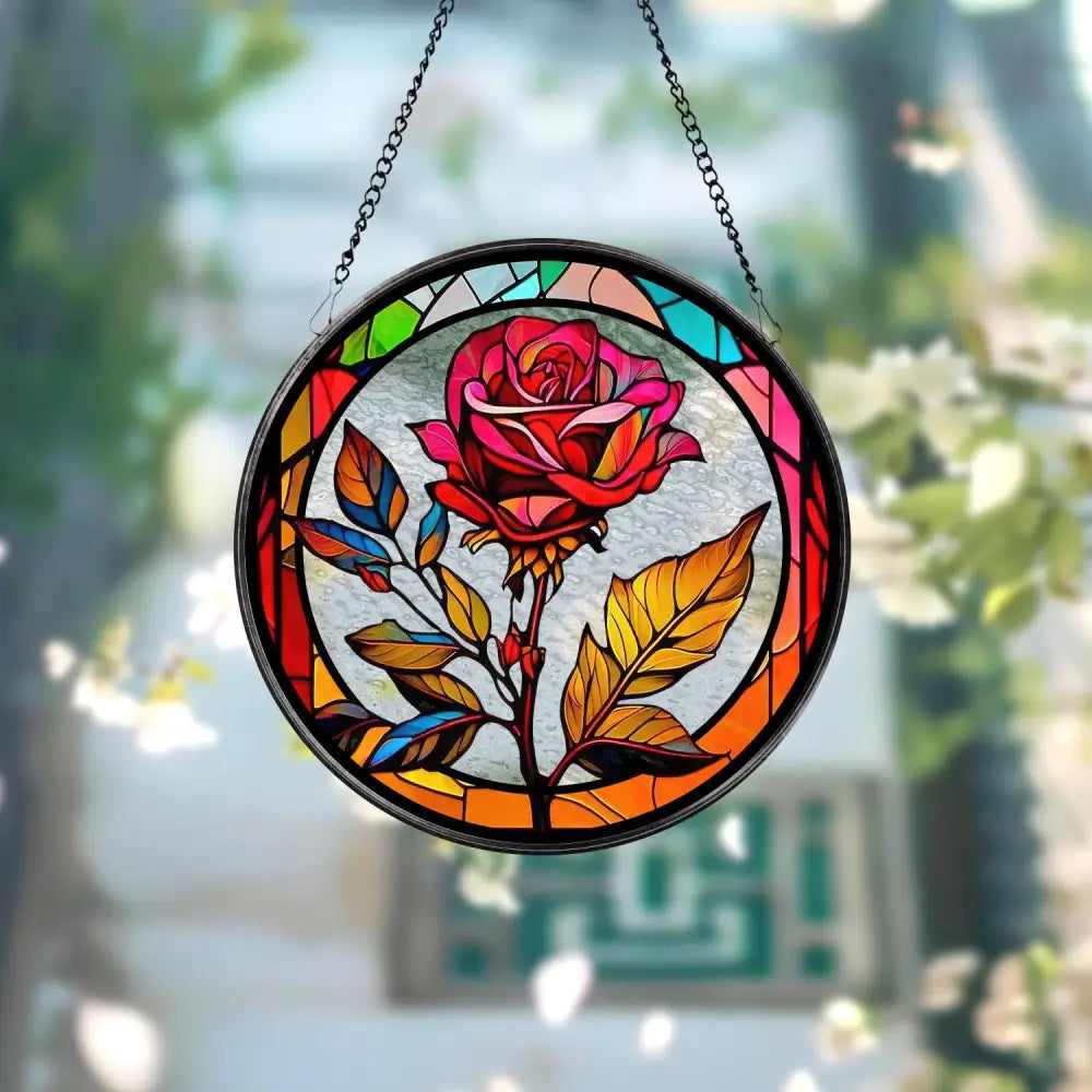 Rose Flower Suncatcher Window Hanging Sun Catcher Wall Art Indoor Decor Rose Ornament Mother’s Day Gift Flower Lover