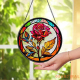 Rose Flower Suncatcher Window Hanging Sun Catcher Wall Art Indoor Decor Rose Ornament Mother’s Day Gift Flower Lover