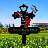 Rose Remembering Plaque with Stake, Personalized Metal Garden Marker, Memorial Metal Sign, Sympathy Gift, Grave Marker, Memorial Stake