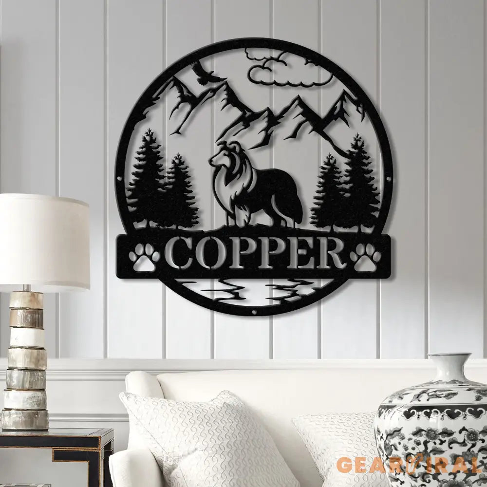 Rough Collie Metal Sign Custom Dog Name Sign Dog Memorial Gift Rough Collie Wall Decor Dog Lovers Wall Art Pet Lover