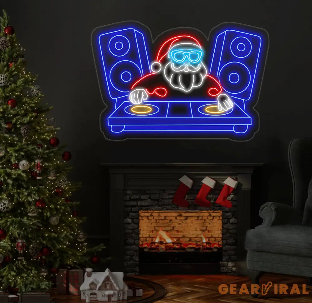 Santa Claus DJ Neon Sign Christmas Santa Led Sign Santa Led Light DJ Led Sign Santa Wall Art Christmas House Wall Decor