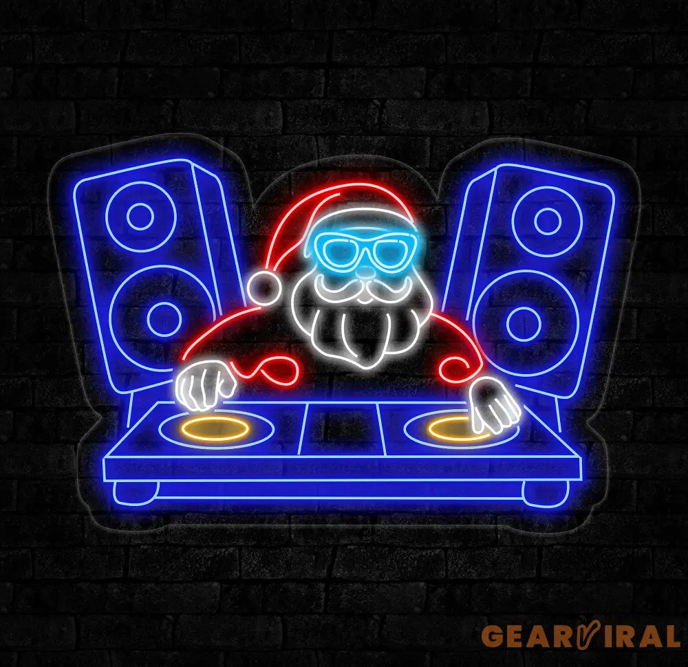 Santa Claus DJ Neon Sign Christmas Santa Led Sign Santa Led Light DJ Led Sign Santa Wall Art Christmas House Wall Decor
