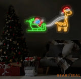 Santa Claus & Giraffe Neon Sign Christmas Led Sign Santa Led Light Merry Christmas Neon Light Christmas Decoration