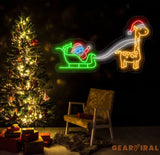 Santa Claus & Giraffe Neon Sign Christmas Led Sign Santa Led Light Merry Christmas Neon Light Christmas Decoration