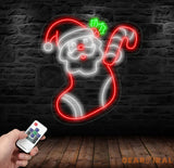 Santa Claus In Stockings Neon Sign Christmas Led Sign Santa Led Light Merry Christmas Neon Light Christmas Decoration