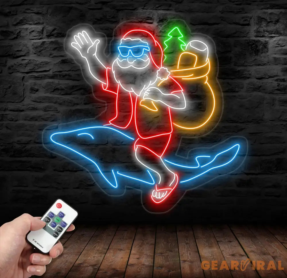 Santa Claus Riding A Dolphin Neon Sign Christmas Santa Led Sign Santa Claus Led Light Merry Christmas Neon Light