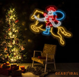 Santa Claus Riding A Horse Neon Sign Christmas Santa Led Sign Santa Claus Led Light Merry Christmas Neon Light