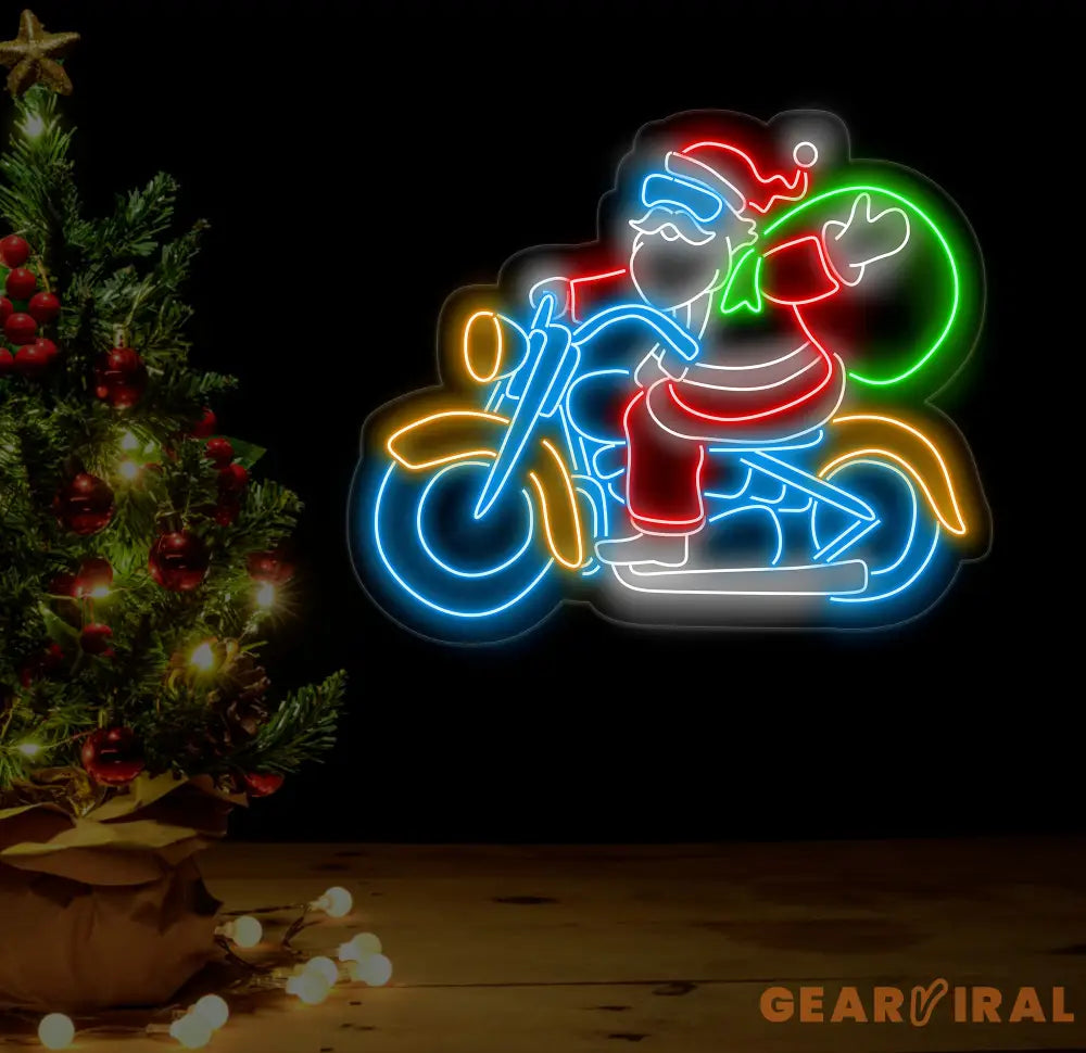 Santa Claus Riding A Motorcycle Neon Sign Christmas Led Sign Santa Led Light Merry Christmas Neon Light Christmas