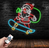 Santa Claus Skatebroading Neon Sign Christmas Led Sign Santa Led Light Merry Christmas Neon Light Christmas Decoration