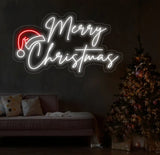 Santa Hat Merry Christmas Neon Sign Merry Christmas Led Sign Christmas Neon Light Christmas Quote Wall Art Christmas