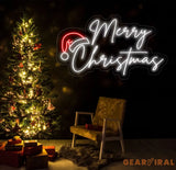 Santa Hat Merry Christmas Neon Sign Merry Christmas Led Sign Christmas Neon Light Christmas Quote Wall Art Christmas