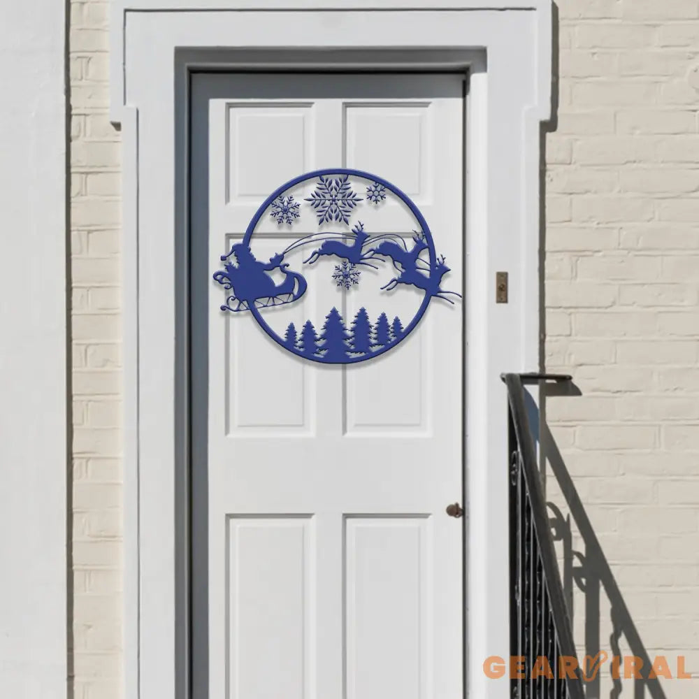 Santa Riding a Sleigh Metal Wall Art Personalized Christmas Name Sign Christmas Decor Christmas Family Gift Winter Home