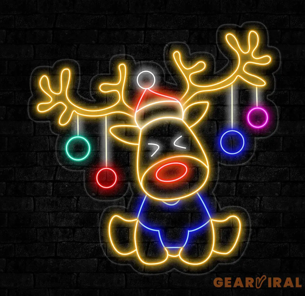Santa’s Reindeer Neon Sign Reindeer Neon Lights Decor Christmas Neon Sign New Year Neon Sign Christmas Gift Christmas