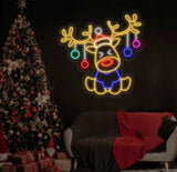 Santa’s Reindeer Neon Sign Reindeer Neon Lights Decor Christmas Neon Sign New Year Neon Sign Christmas Gift Christmas