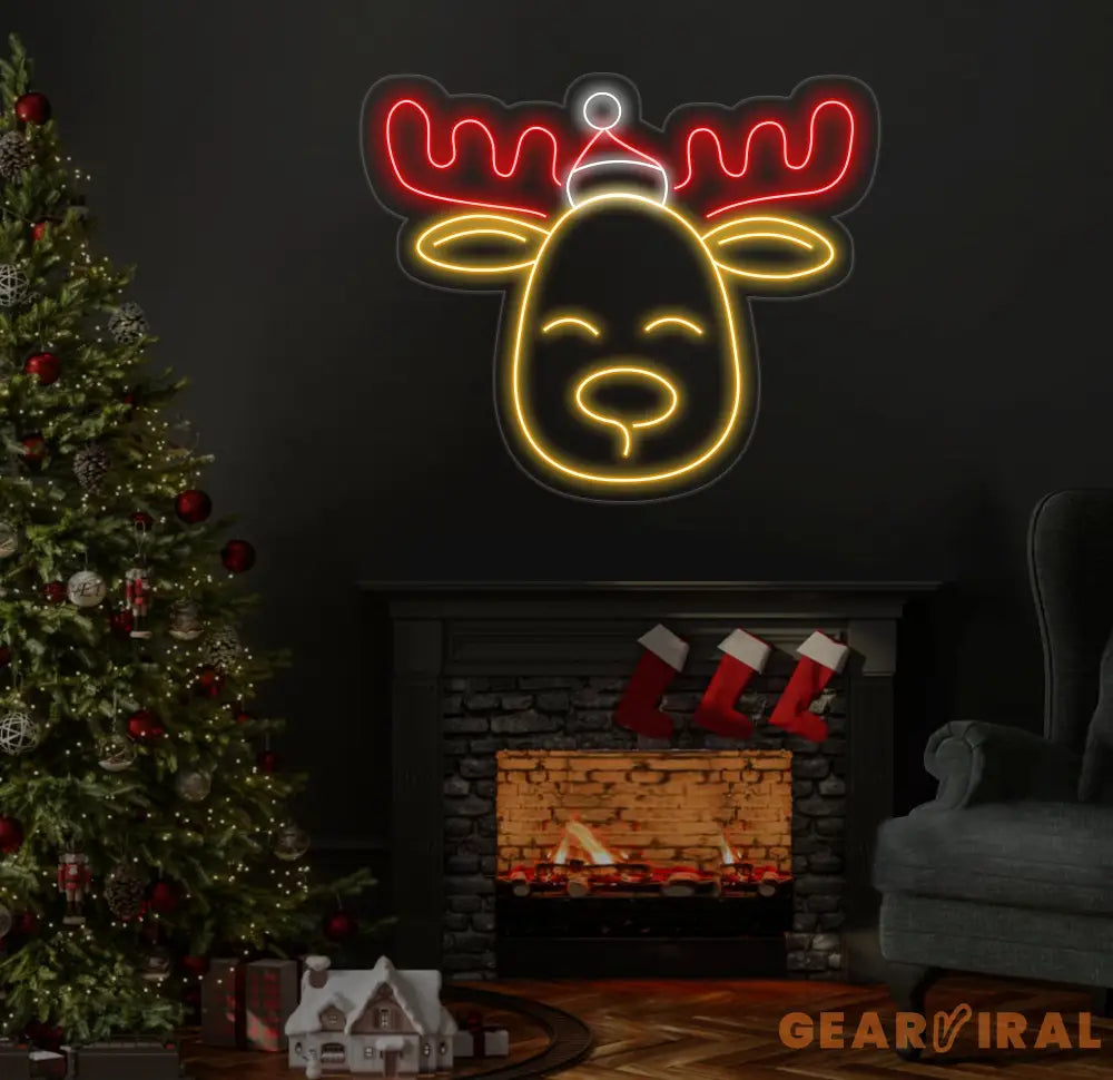 Santa’s Reindeer Neon Sign Reindeer Neon Lights Decor Christmas Neon Sign New Year Neon Sign Christmas Gift Christmas