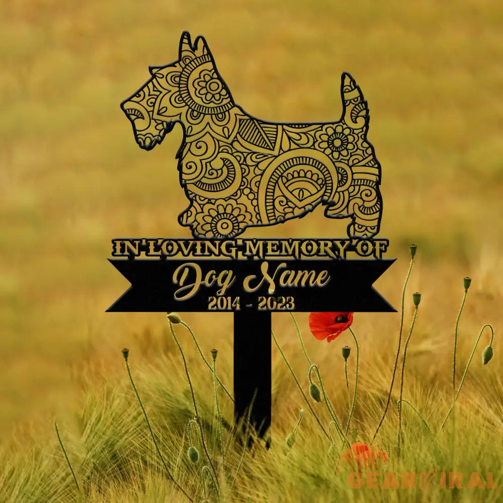 Scottish Terrier Mandala Garden Stake Zentangle Dog Yard Art Custom Pet Grave Marker Sympathy Gift Scottish Terrier