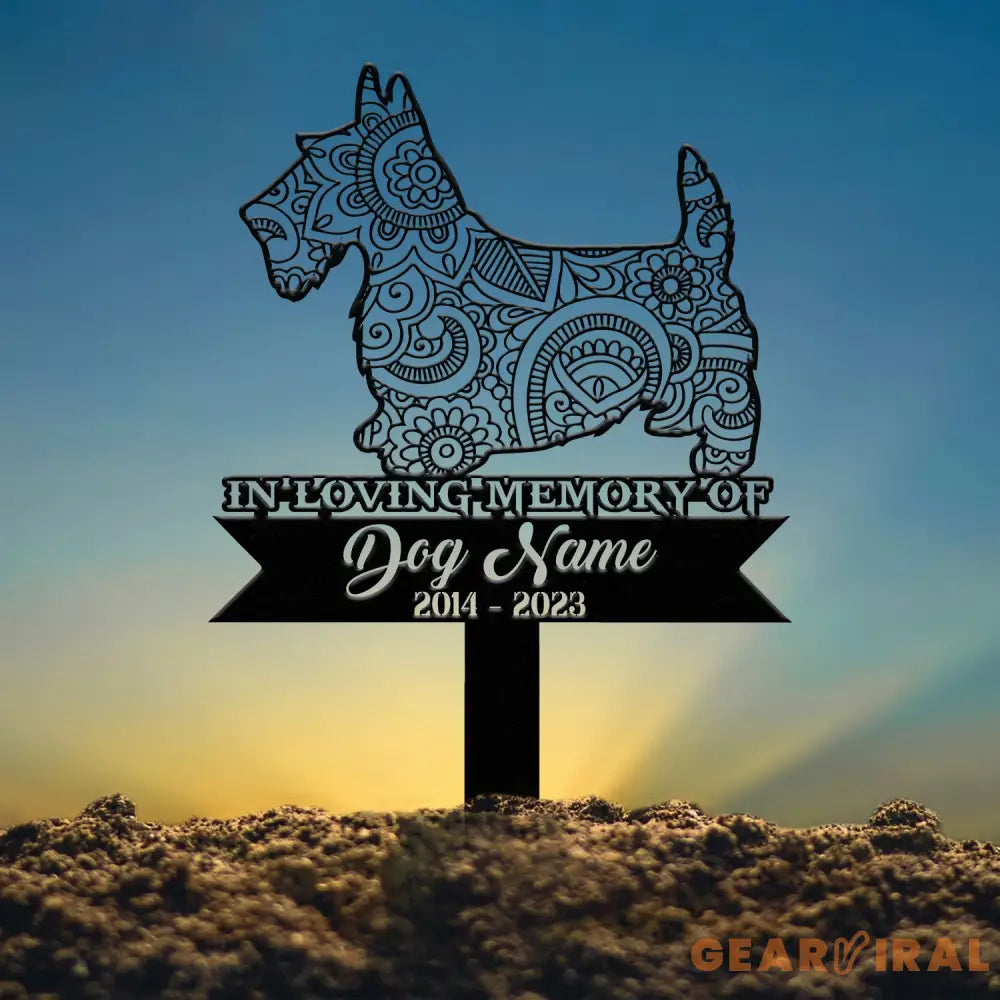 Scottish Terrier Mandala Garden Stake Zentangle Dog Yard Art Custom Pet Grave Marker Sympathy Gift Scottish Terrier