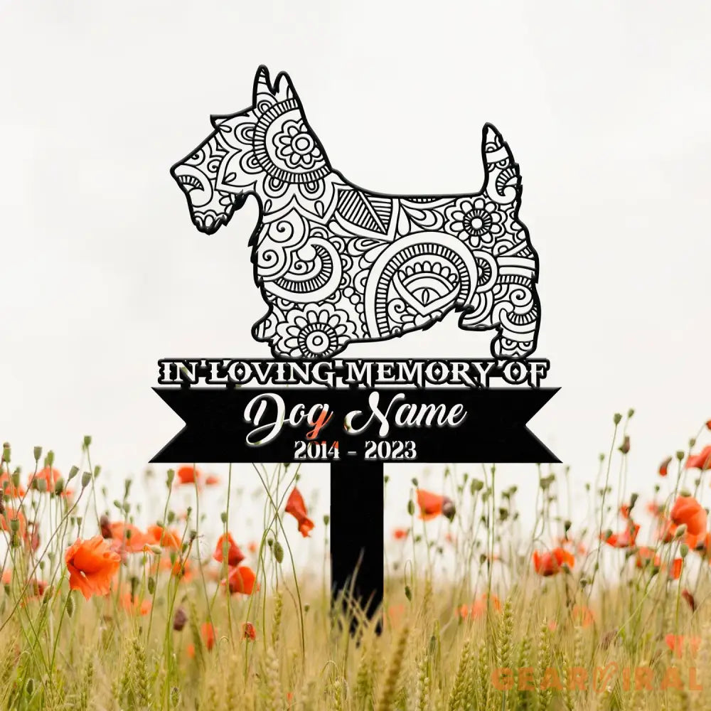 Scottish Terrier Mandala Garden Stake Zentangle Dog Yard Art Custom Pet Grave Marker Sympathy Gift Scottish Terrier