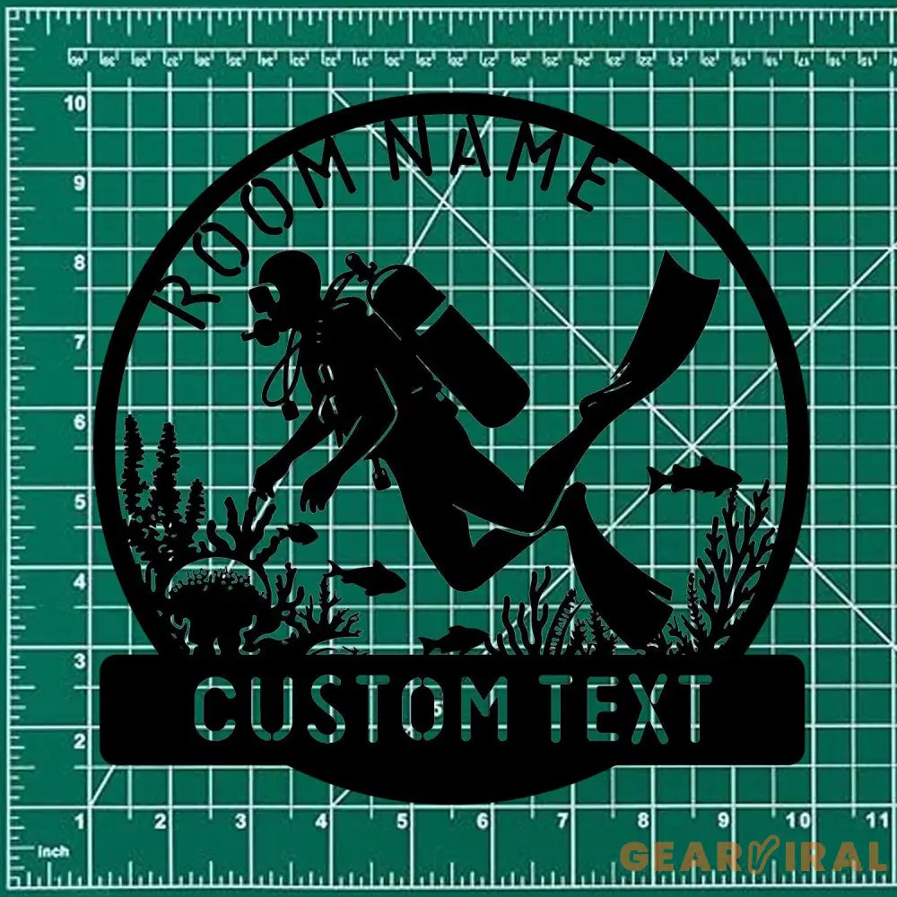 Scuba Diving Name Metal Sign with LED Lights Personalized Family Name Metal Sign Family Wall Decor Personalized Wall