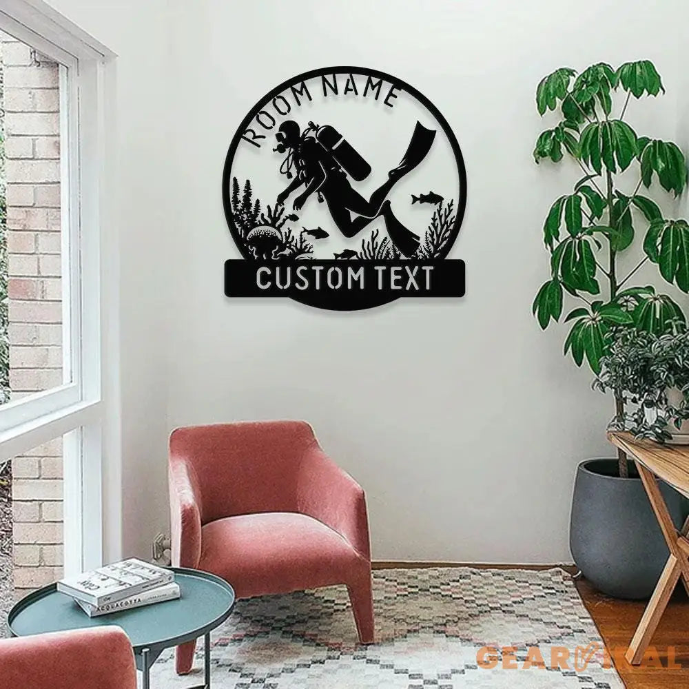 Scuba Diving Name Metal Sign with LED Lights Personalized Family Name Metal Sign Family Wall Decor Personalized Wall