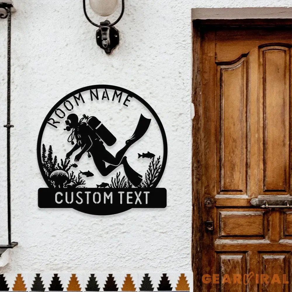 Scuba Diving Name Metal Sign with LED Lights Personalized Family Name Metal Sign Family Wall Decor Personalized Wall