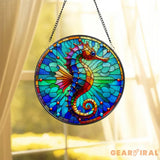 Seahorse Stained Glass Suncatcher Window Hanging Seahorse Window Decor Gift For Seahorse Lover Beach House Suncatcher