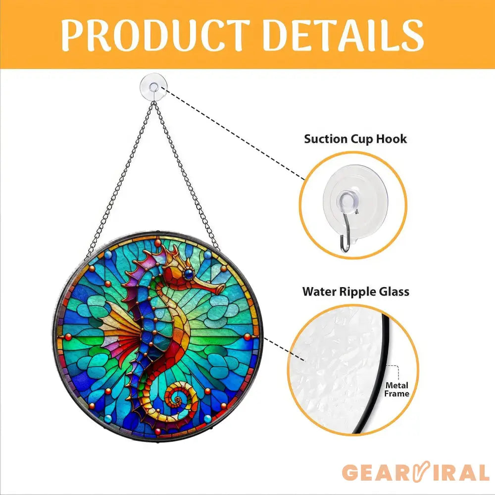 Seahorse Stained Glass Suncatcher Window Hanging Seahorse Window Decor Gift For Seahorse Lover Beach House Suncatcher