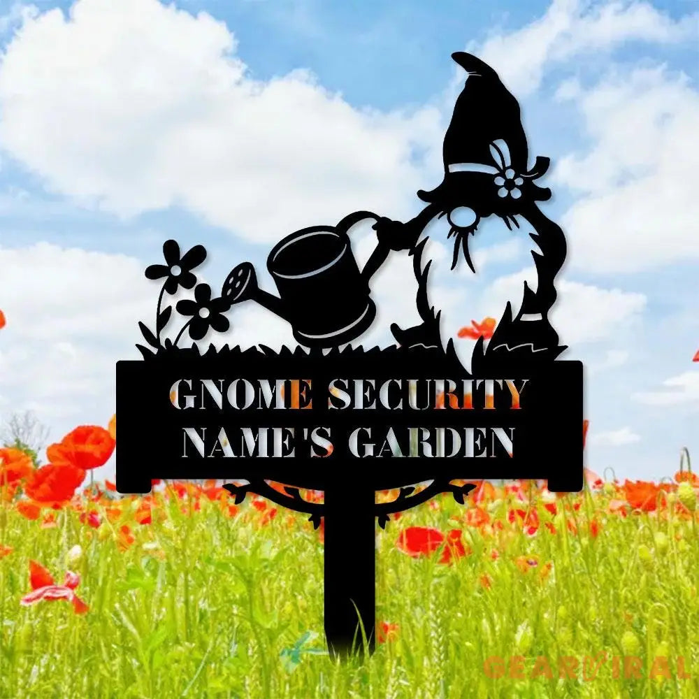 Security Gnomes House Garden Sign Gnomes Metal Stake Personalized Name Yard Sign Outdoor Door Garden Decor Metal Sign