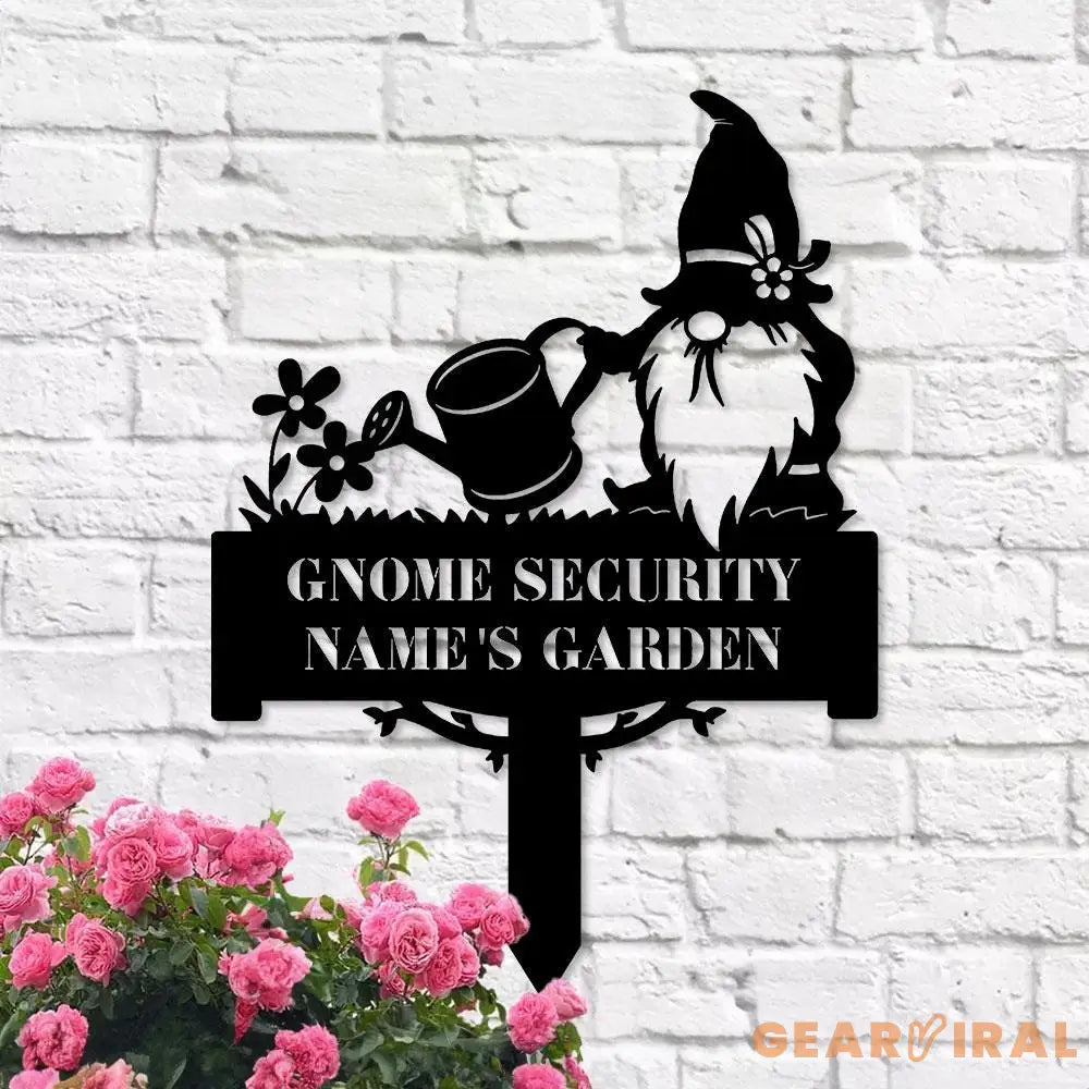 Security Gnomes House Garden Sign Gnomes Metal Stake Personalized Name Yard Sign Outdoor Door Garden Decor Metal Sign
