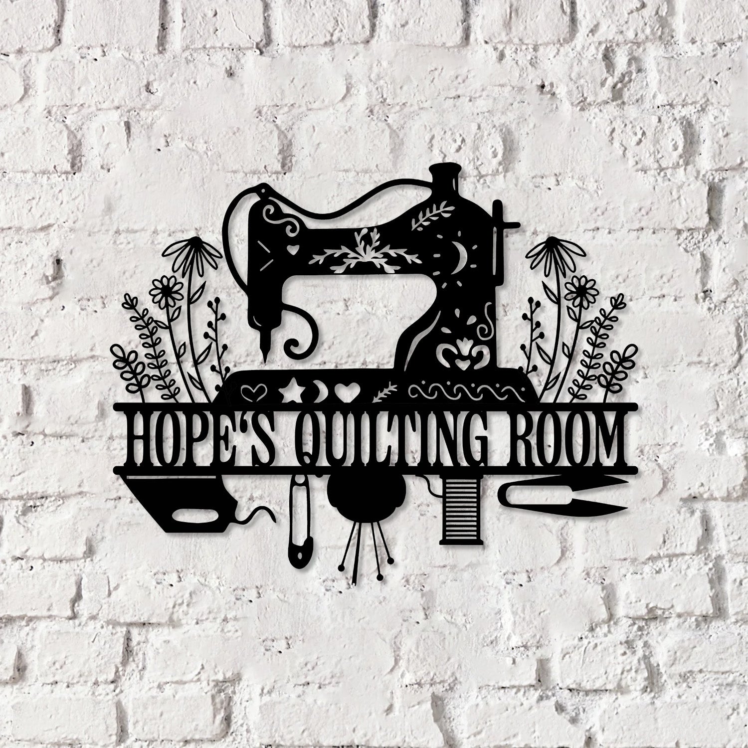 Sewing Machine Metal Sign with LED Lights, Custom Quilting Wall Art, Personalized Sewing Room Decor for Crafters and Quilters