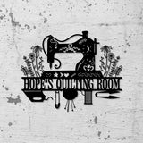 Sewing Machine Metal Sign with LED Lights, Custom Quilting Wall Art, Personalized Sewing Room Decor for Crafters and Quilters