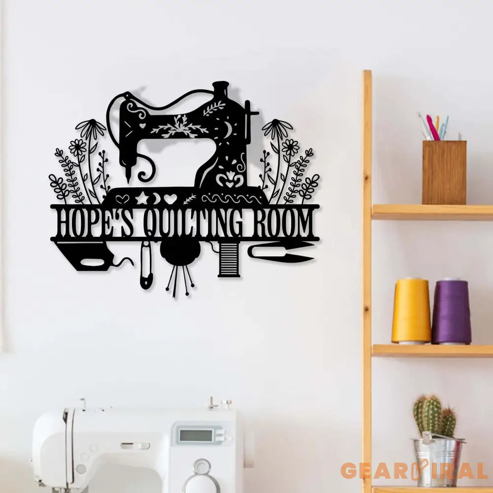 Sewing Machine Metal Sign with LED Lights Custom Quilting Wall Art Personalized Sewing Room Decor for Crafters and