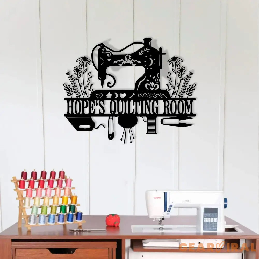 Sewing Machine Metal Sign with LED Lights Custom Quilting Wall Art Personalized Sewing Room Decor for Crafters and