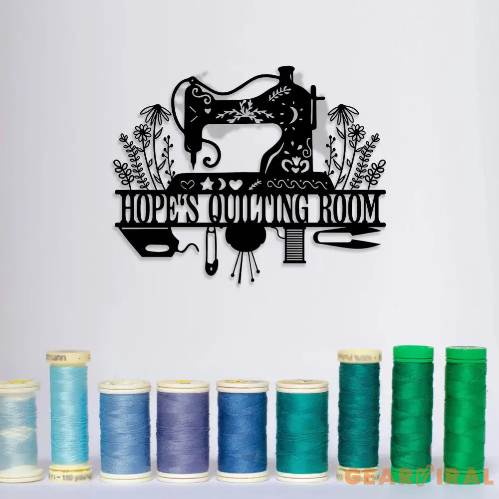 Sewing Machine Metal Sign with LED Lights Custom Quilting Wall Art Personalized Sewing Room Decor for Crafters and