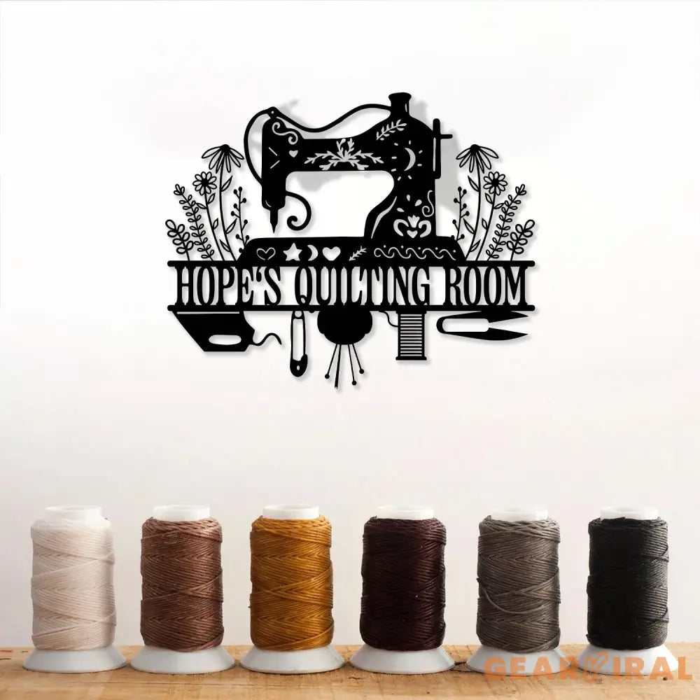 Sewing Machine Metal Sign with LED Lights Custom Quilting Wall Art Personalized Sewing Room Decor for Crafters and