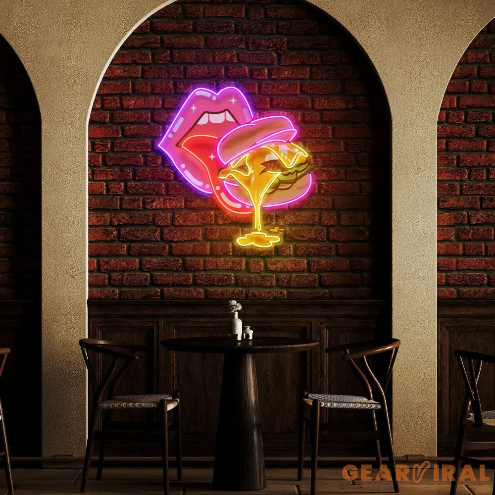 Sexy Lips And Hamburger Artwork Led Neon Sign Light