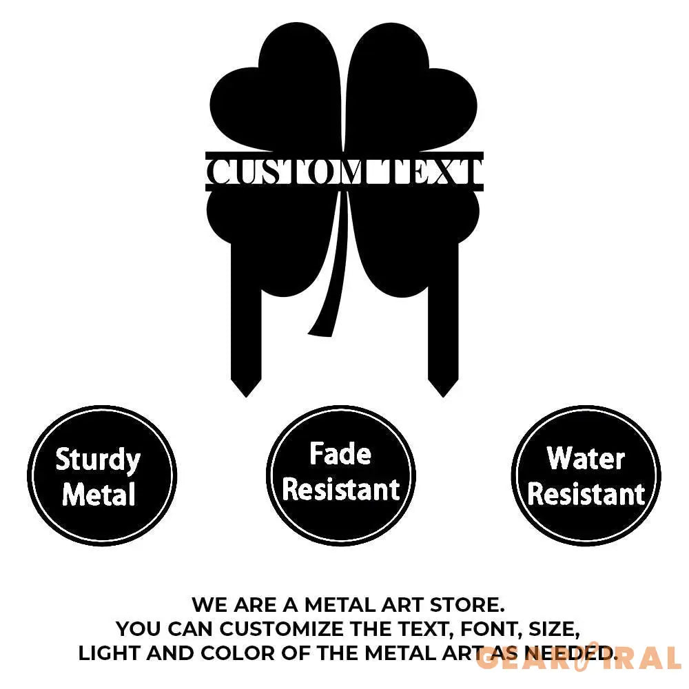 Shamrock Lucky House Garden Sign Lucky Metal Stake Personalized Name Yard Sign Outdoor Door Decor Lucky Garden Metal