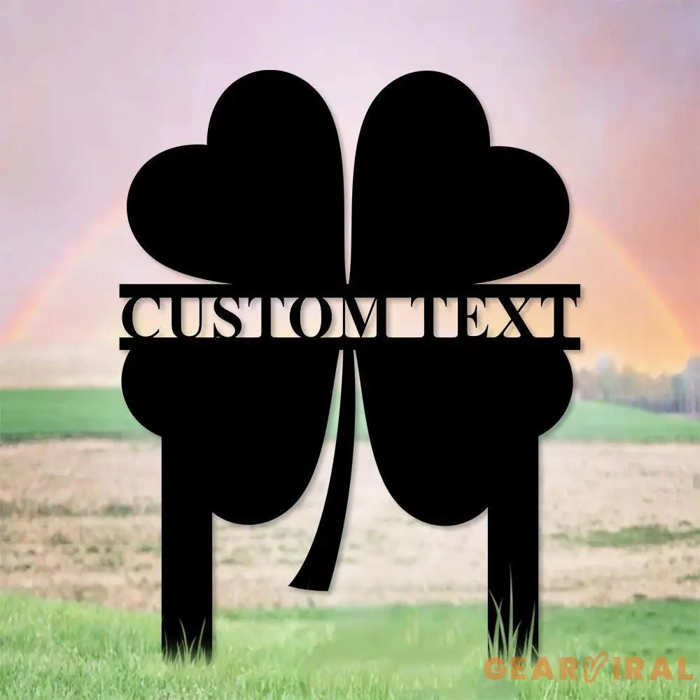 Shamrock Lucky House Garden Sign Lucky Metal Stake Personalized Name Yard Sign Outdoor Door Decor Lucky Garden Metal