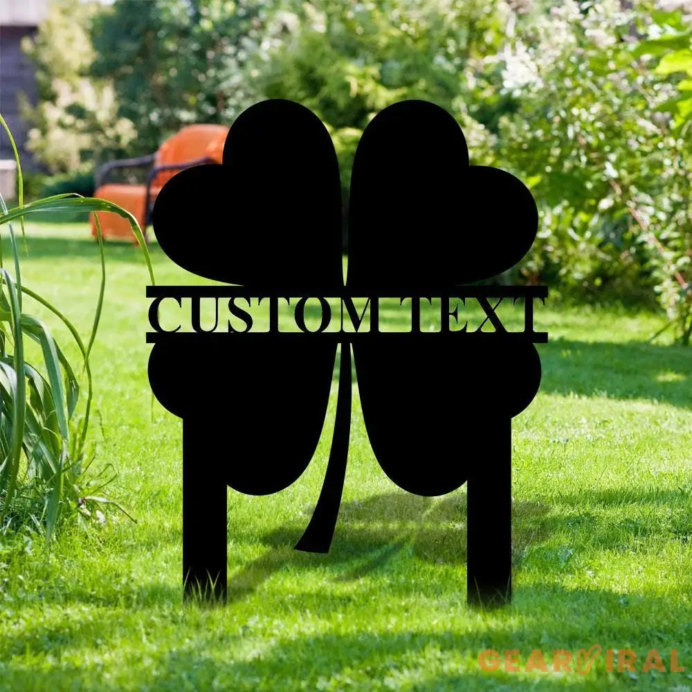 Shamrock Lucky House Garden Sign Lucky Metal Stake Personalized Name Yard Sign Outdoor Door Decor Lucky Garden Metal