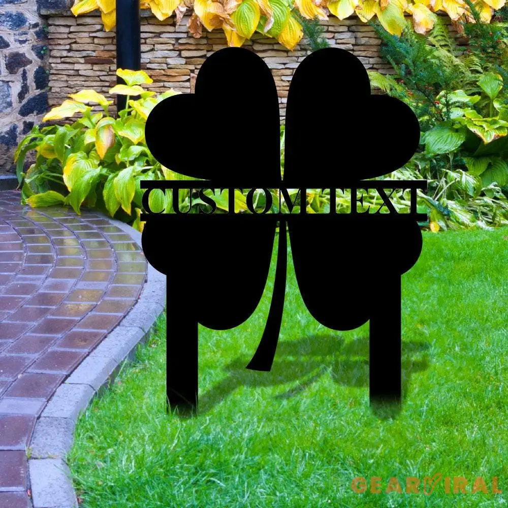 Shamrock Lucky House Garden Sign Lucky Metal Stake Personalized Name Yard Sign Outdoor Door Decor Lucky Garden Metal