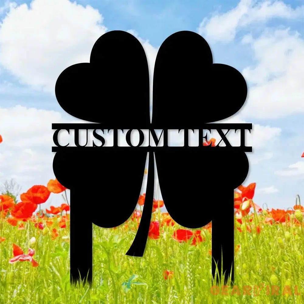 Shamrock Lucky House Garden Sign Lucky Metal Stake Personalized Name Yard Sign Outdoor Door Decor Lucky Garden Metal