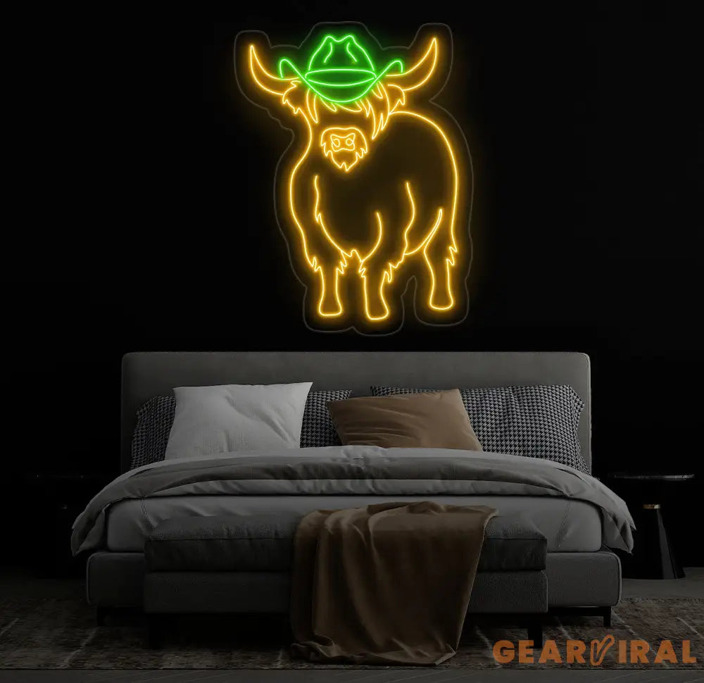 Shetland Cow Neon Sign - Custom Highland Herd LED Light Western Bull Farmhouse Decor Unique Cow Lover Gift Patio Neon