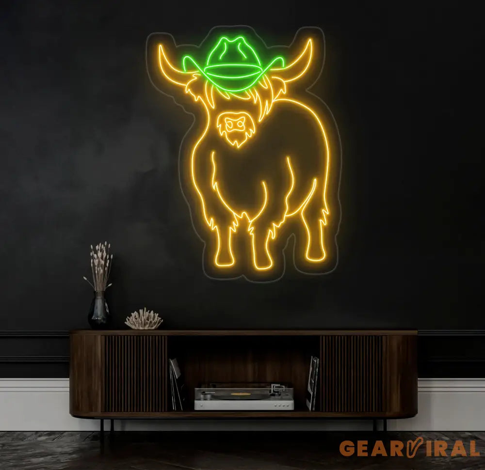 Shetland Cow Neon Sign - Custom Highland Herd LED Light Western Bull Farmhouse Decor Unique Cow Lover Gift Patio Neon