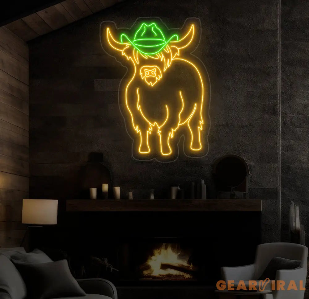 Shetland Cow Neon Sign - Custom Highland Herd LED Light Western Bull Farmhouse Decor Unique Cow Lover Gift Patio Neon
